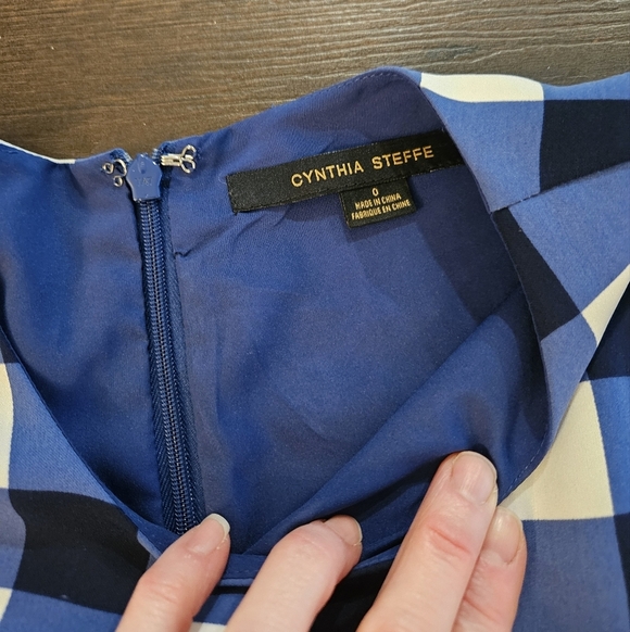 NWT Cynthia Steffe Blue and White Checkered Dress - Size 0 - Picture 8 of 16